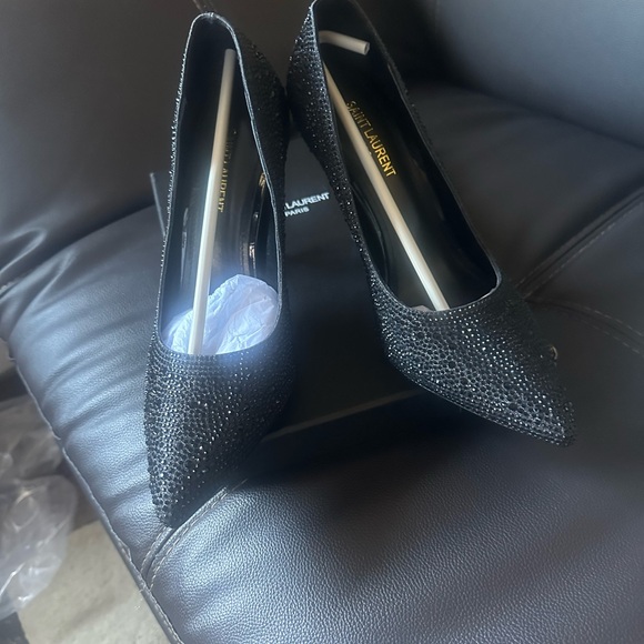 Saint Laurent Black Crystal Heels size 39 - Picture 1 of 9